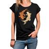 MAKAYA Maglietta Yoga Donna Maniche Corte Top con Stampa Yin Yang Design Zen Meditazione Giapponese Sushi T-Shirt Casual