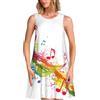 YKJJFVZ Abiti estivi da donna con stampa di note musicali colorate, eleganti prendisole, vacanze al mare da donna