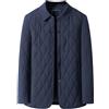 Generic Giacca a bolle da uomo, giacca leggera in cotone da uomo, cappotto casual invernale lavoro trapuntato, tasche con un bottone, blu, taglia grande