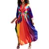 L-Peach Caftano da donna sciolto camicia da notte spazioso homewear oversize maxi costume da bagno copriabiti, A2 Multicolore 20, Etichettalia unica