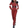 Generic Tuta sportiva invernale da donna impermeabile con colletto rimovibile Set da sci con cerniera per sport all' Invernale Pelliccia (Red, M)