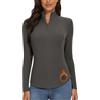 WOWENY Camicia Termica da Donna con Zip a 1/4 Manica Lunga Collo Alto in Pile Colletto alla Coreana Mezza Zip Felpa Pullover Caldo