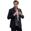 LA FERANI Sciarpa da Uomo 100% Seta Chiffon 180 x 80 cm Tinta Unita per Abito Blu Scuro, Panno di Seta Stola Business Style Regalo per Lui, Bianco