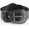 Angus Stoke Cintura western Geronimo in pelle di bufalo - Cintura da cowboy e rodeo fatta a mano per uomo e donna - Cintura vintage in pelle con fibbia in metallo, Nero , Bundweite - 120 (58-60)