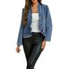 Generisch Jeans blazer da donna elegante a vita corta - cappotto di jeans da donna a maniche lunghe giacca in jeans con volant, cardigan corto, giacca leggera per la primavera e l'estate da donna
