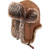 Insun Colbacco Uomo Donna Cappello Trapper Pelle Scamosciata Marrone XL