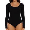 Joyshaper Donna Body a Collo Alto Maniche Lunghe Bodysuit Casual Elegante Bluse Camicie Maglietta Intima