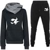 HAOLEI Tute Donna Sportiva Invernale 2 Pezzi Leggero Tute Completa Palestra Tuta Elegante Stampa a Forma di Cuore Invernale Abbigliamento Cotone Elegante Fitness Completo Sportivo Tuta da Ginnastica