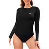 SHEKINI Costume da Bagno a Maniche Lunghe Rashguard da Donna Maglietta da Surf Top