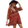LCXYYY Donna Abito da Spiaggia Sexy Scollo a V Frangia Pizzo Sciolta Copricostumi da Spiaggia Estate Vacanze al Mare Piscina Bikini Cover Up