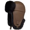 Futrzane Cappello di Pelle con Paraorecchie - Berretto Donna Aviatore Pelliccia (L, Oliva - Nero Siberian)