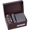 BRERA 67-5 Pezzi Cravatta Uomo elegante + Fazzoletto da taschino uomo + Gemelli + Copribottoni + Fermacravatta, Set uomo con confezione regalo
