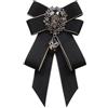 SMTCM Spilla da uomo con fiocco grande con strass retrò Bowtie pre-legata mosche regolabile cristallo arco cravatta fiocco collare clip collo per abito matrimonio festa cerimonia, Nero , 16*10CM