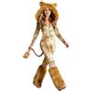 Generisch Tuta da donna Onesie dorata, costume da gatto, costume da cosplay con cappuccio, tutina da leone, accessorio per feste, carnevale, feste in costume, costume da palcoscenico