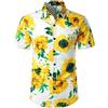 JOGAL - Camicia da uomo a maniche corte in cotone, motivo floreale floreale