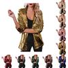 Generisch Giacca da donna glitterata con paillette, blazer a maniche lunghe, per carnevale, feste di Capodanno, abbigliamento clubwear nightclub rave lucido top in argento, nero, oro, bordeaux, verde scuro