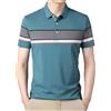 Disimlarl Polo da uomo con risvolto sciolto bottone casual semplice camicia a maniche corte top a righe sottili ghiaccio, 901 Blu, 4XL