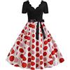 YMING Donne Audrey Hepburn Stile Vestito con Cintura 1950s Plaid Abito da Sera Vintage