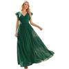 Ever-Pretty Abito da Sera in Chiffon con Scollo a V e Maniche a Balze da Donna DS01819