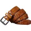 FIDDAA Cintura in vera pelle pieno fiore for uomo/donna, motivo a quadri con motivo intrecciato, cinturino lavorato in rilievo, larghezza 3,3 cm, spessore 4 mm(Yellow,110cm/43)