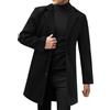 generisch Trench coat da uomo di media lunghezza - Giacca lunga cappotto in lana da uomo mantello tinta unita giacca invernale con bottone elegante cappotto da uomo invernale caldo senza cappuccio