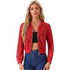 Allegra K Donna Giacca in Pizzo Leggera Bomber con Cerniera | Colletto in Piedi Leggero Giacca Baseball Uscite