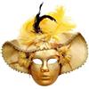 Generico Maschere Carnevale Veneziana Donna Volto Intero con Cappello Grande e Piume per Balli in Maschera Maschera Lussuosa per Cosplay e Party Esclusivi(Gold, One Size)