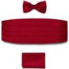 BRERA 67 Fascia da Smoking + Papillon + Fazzoletto da Taschino Color Rosso taglia L-XL in raso, Set 3 pezzi Accessori da Uomo Classico per Abiti Eleganti