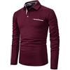 YCUEUST Cotton Reticolo Polo Uomo Manica Lunga Basic Golf Casual T-Shirt Rosso L