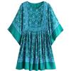 R.Vivimos Donne Boho Mini Abito da Spiaggia Manica di Pipistrello Rotondo Scollo Sciolto Vestito Camicia Fluwy