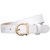 Eoyajsze Cintura decorativa da donna in vera pelle con fibbia ad ardiglione, Bianco, 105 cm