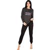 GIVOVA Pigiama Lungo Donna in Caldo Cotone in Varie Taglie E Colori, Pigiama Femminile (M (44), GI051 Nero)