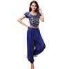 EETU Grouptap Completo da 2 pezzi in costume da danza del ventre a tema indiano di Bollywood per donne con top e pantaloni (150-170cm, 30-60kg) (Blu)