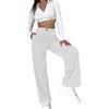 Saklifuo Pantaloni in velluto a coste a vita alta per donna pantaloni vintage larghi a gamba dritta autunno, bianco, M