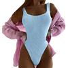 PINTUTU Scollatura Quadrata Body Donna Estate Collo Senza Maniche Skinny Elastico con Chiusura A Bottone Cavallo Vita Stretta Backless Tinta Unita Costume Intero Donna