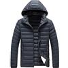Generic Parka da uomo, leggero, imbottito, invernale, caldo, isolante, senza piume, antivento, con cappuccio, grigio scuro, taglia 8XL