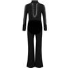 Zaldita 2 Pezzi Completo da Ballo Latino Americano per Bambino Bodysuit da Balletto con Strass e Pantaloni Scampanati Vestito da Ballo Valzer Samba Rumba Dancewear Nero 5-6 anni