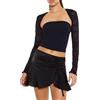 Forever 21 Maglione Coprispalle in Pizzo a Righe Trasparenti da Donna, Nero, XS