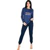 GIVOVA Pigiama Lungo Donna in Caldo Cotone in Varie Taglie E Colori, Pigiama Femminile (XL (48), GI051 Blu)