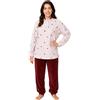 Leedya Pigiama Donna Invernale Coral - Completo Lungo Manica - Morbido e Confortevole per la Notte (Rosa-Bordeaux TG M)