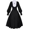 Generico Costume di Monaca per Donna - Vestito e Collana- Costumi Religiosi per Halloween, Carnevale e Feste in Maschera - Ideale per Adulte - Nero e Bianco,Costumi Carnevale Adulti Donna
