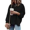 Saodimallsu Maglione oversize da donna con spacco laterale | Girocollo, maniche lunghe, maglia a costine, felpa casual per autunno e inverno