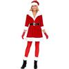 Generic Costume Babbo Natale Donna Elegante da Sera Natale Velluto V-Collo Vestito Set Abito Natalizio con Cappuccio Costume per Adulto e Accessori per Feste, Carnevale e Christmas (a3-White, M)