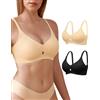 SHARICCA Confezione da 2 reggiseni senza cuciture da donna senza ferretto, reggiseno push up con imbottito, comodo, liscio e morbido, senza ferretto