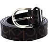 Calvin Klein Cintura Donna Ck Must Round Belt 2.5 cm Mono Cintura in Pelle Sintetica, Marrone (Brown Mono), 90 cm