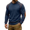 Dasongff Felpa da uomo senza cappuccio jacquard T-shirt da uomo girocollo con motivo arricciato, autunno inverno con cappuccio con toppe a maglia maglie, casual, a maniche lunghe, maglione