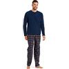 Snuggaroo - Pigiama da uomo in pile morbido, set con top a maniche lunghe e pantaloni a quadri, L