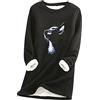 YMING Donne Maglione Foderato in Pile Ispessito Maglione Girocollo A Maniche Lunghe Sherpa Top in Peluche Nero 3XL