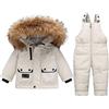 Acuryx Tuta da Neve 2 Pezzi da Neonato Capppotto con Cappuccio Saloppette Piumino Invernale da Bambini