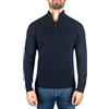 CASH-MERE.CH Pullover | Sweater | Maglione con Colletto con Cerniera da Uomo 100% Cachemire (Blu/Marina, XXL)